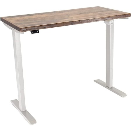 Lift It, 48x24 Electric Sit Stand Desk, Effortless Touch Up/Down, Reclaimed Wood Top, Silver Base